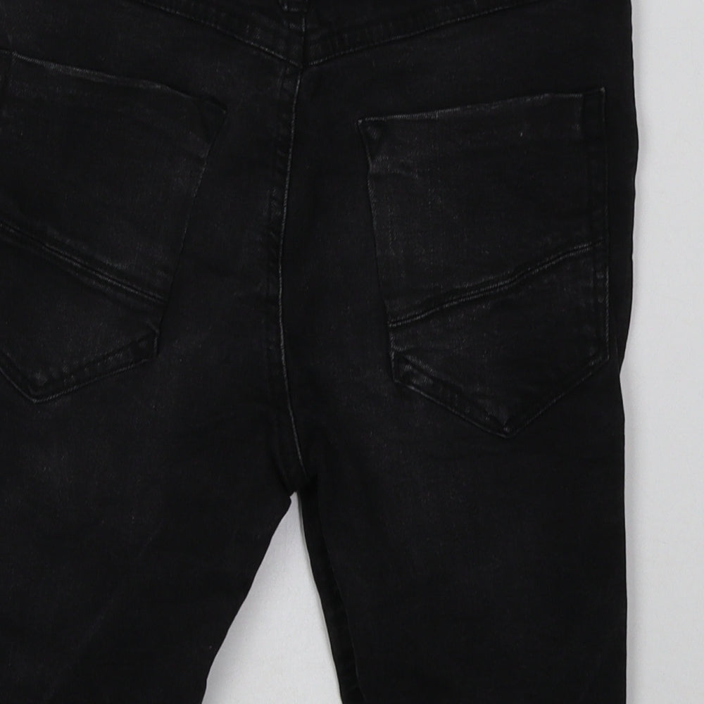 River Island Boys Black Cotton Bermuda Shorts Size 9-10 Years Regular Buckle