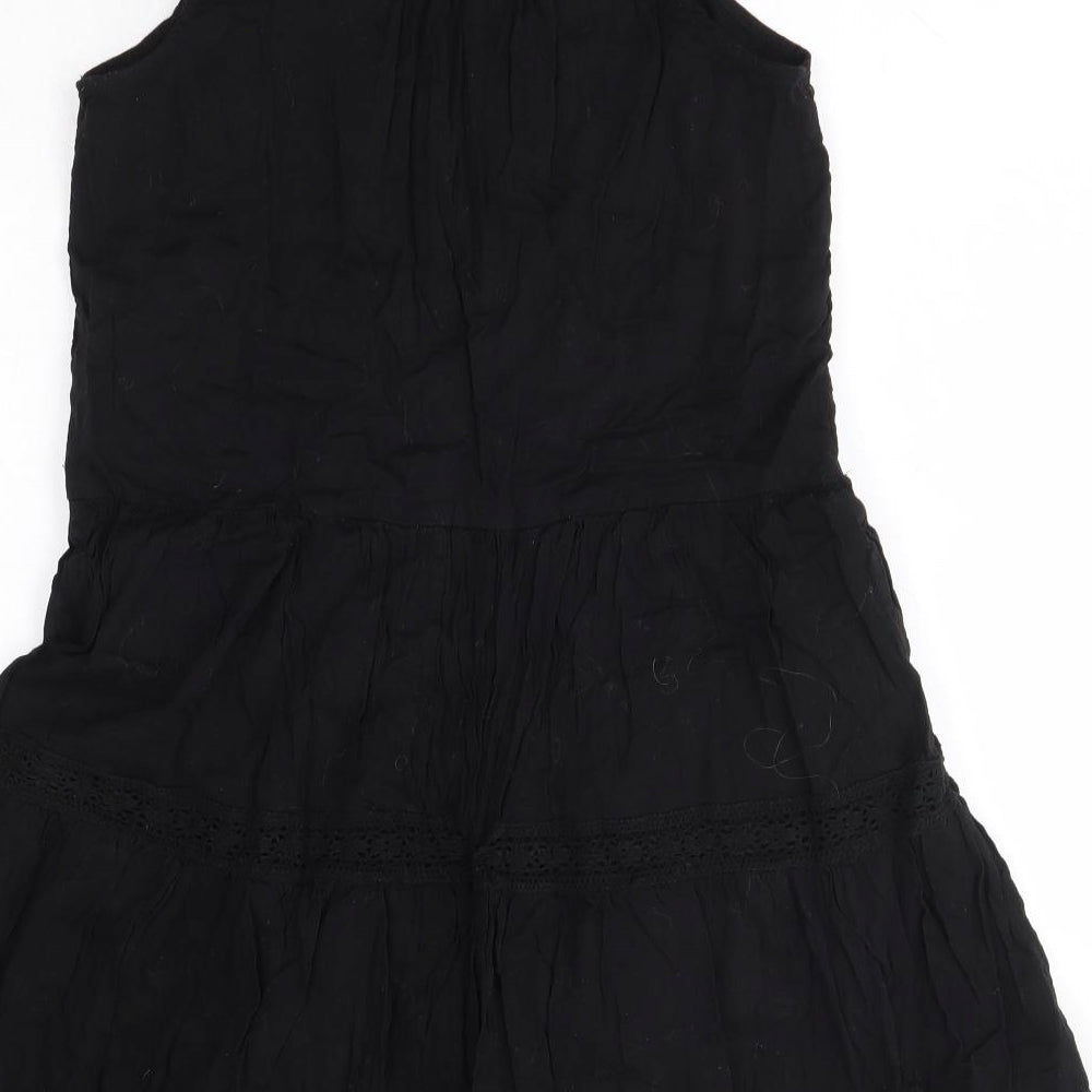 NEXT Womens Black 100% Cotton A-Line Size 12 V-Neck