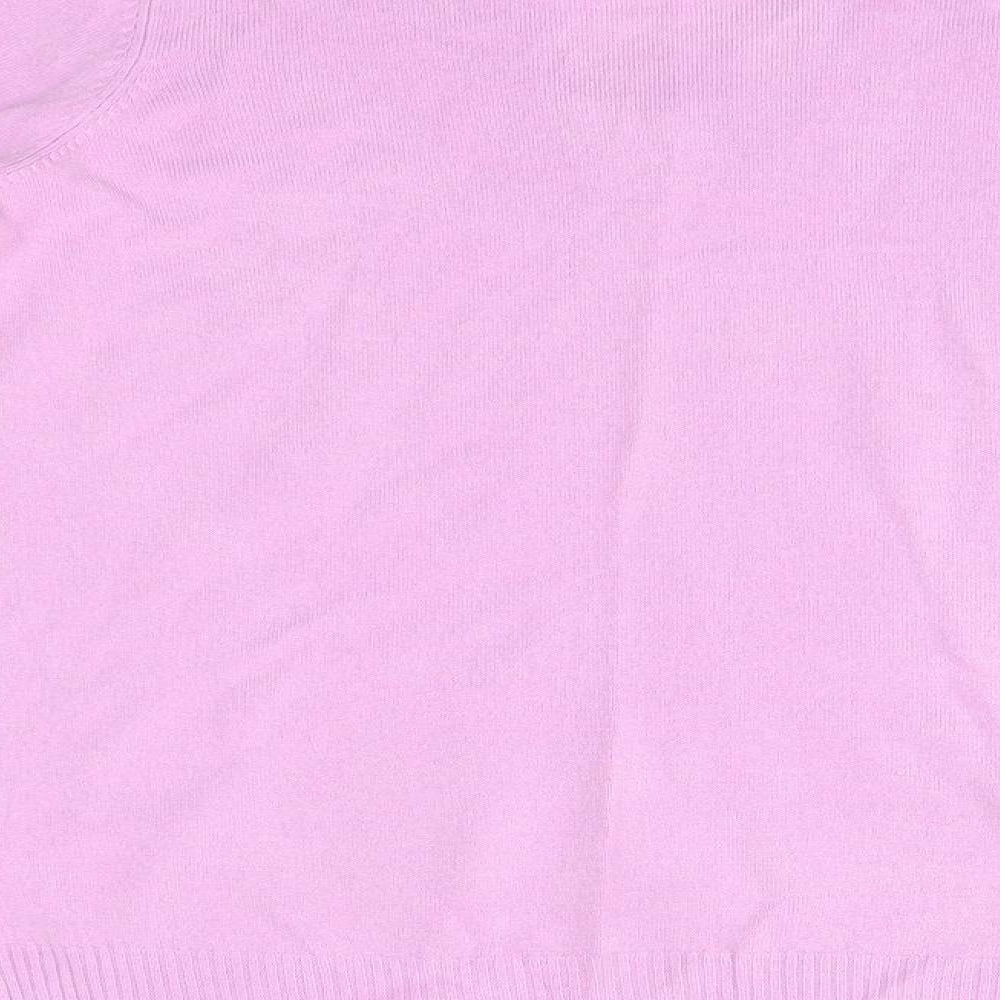 M&S Womens Purple V-Neck Acrylic Pullover Jumper Size 12