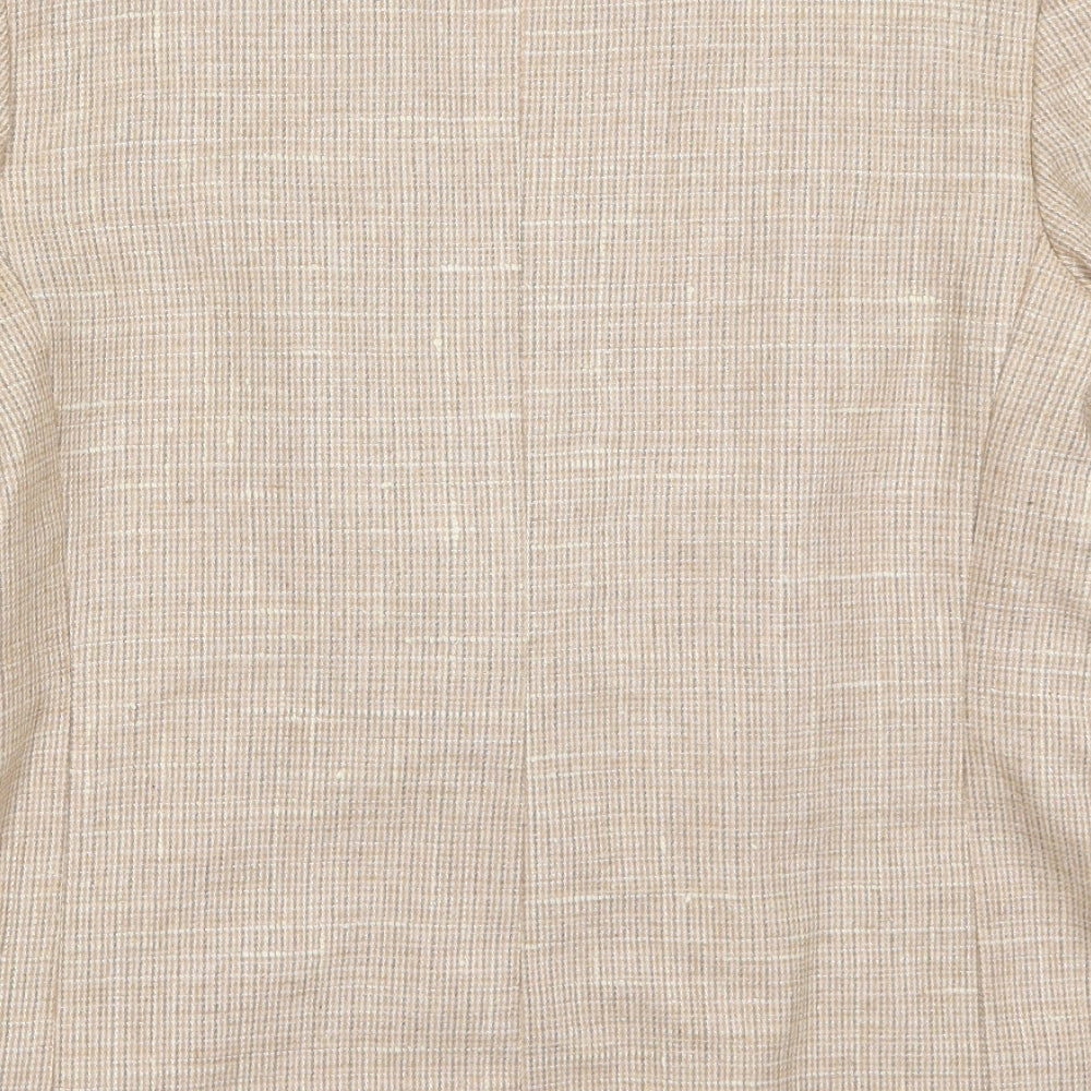 Preworrn Womens Beige Check Wool Jacket Suit Jacket Size 18