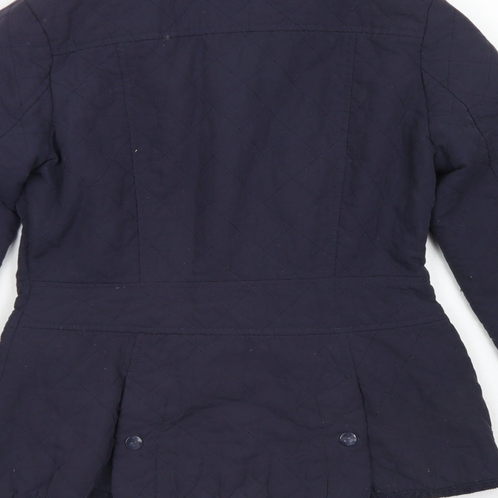 New Look Womens Blue Argyle/Diamond Pea Coat Jacket Size 6 Snap
