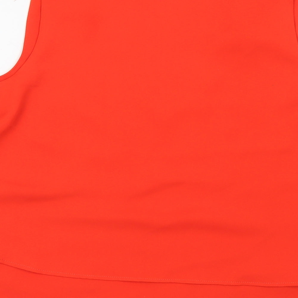 MNG Womens Orange Polyester Basic Blouse Size M V-Neck