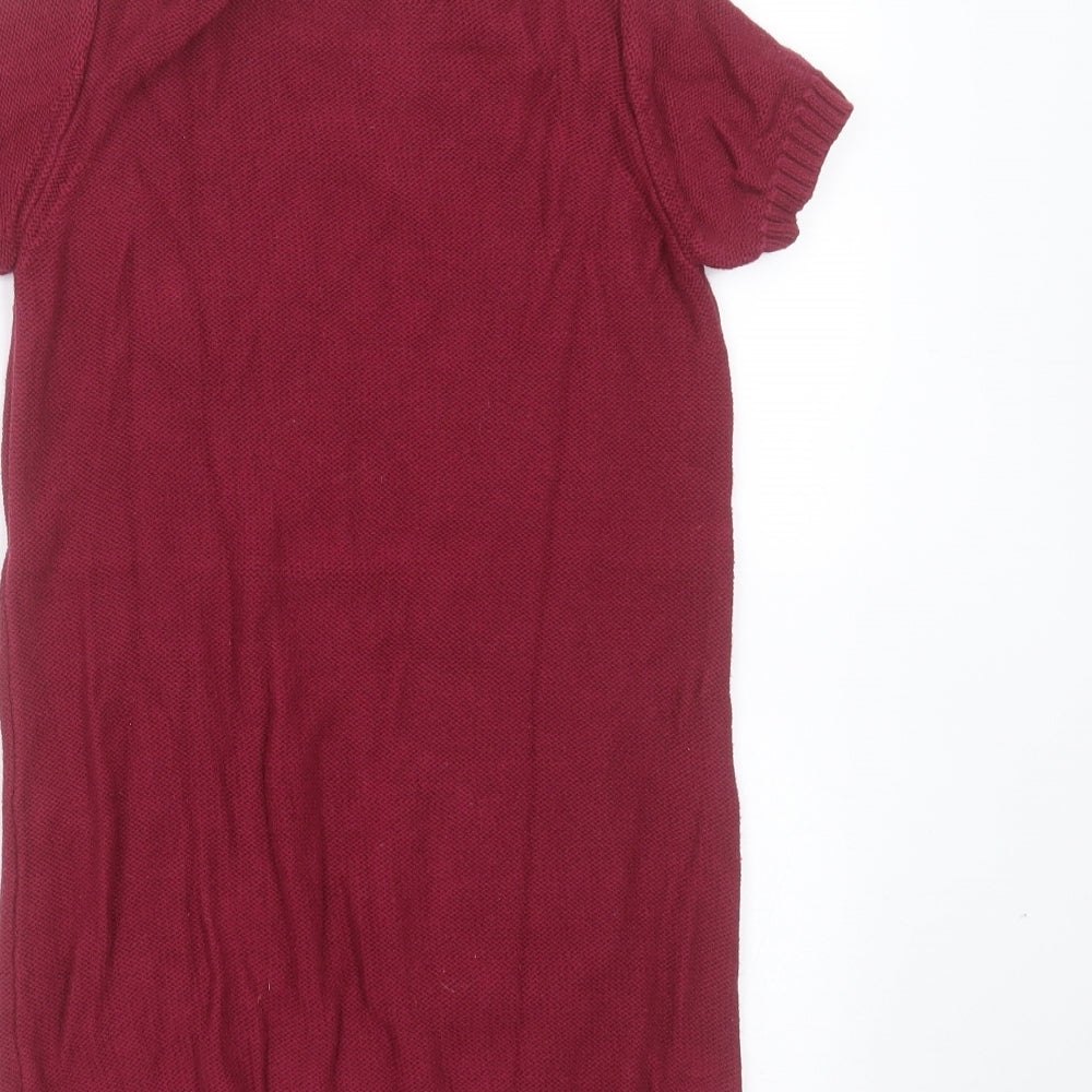 Young Dimension Girls Purple Geometric Cotton Jumper Dress Size 5-6 Years Round Neck