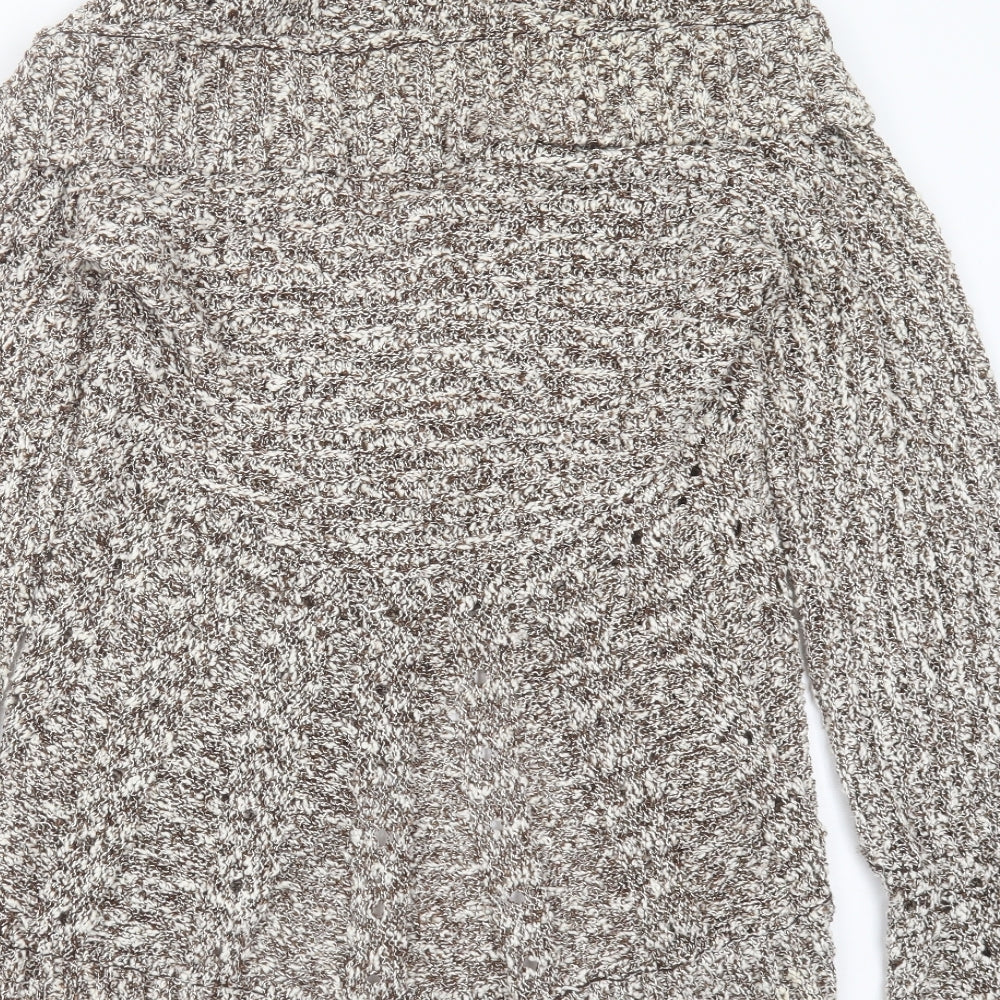 Stephen Womens Brown V-Neck Polyester Cardigan Jumper One Size