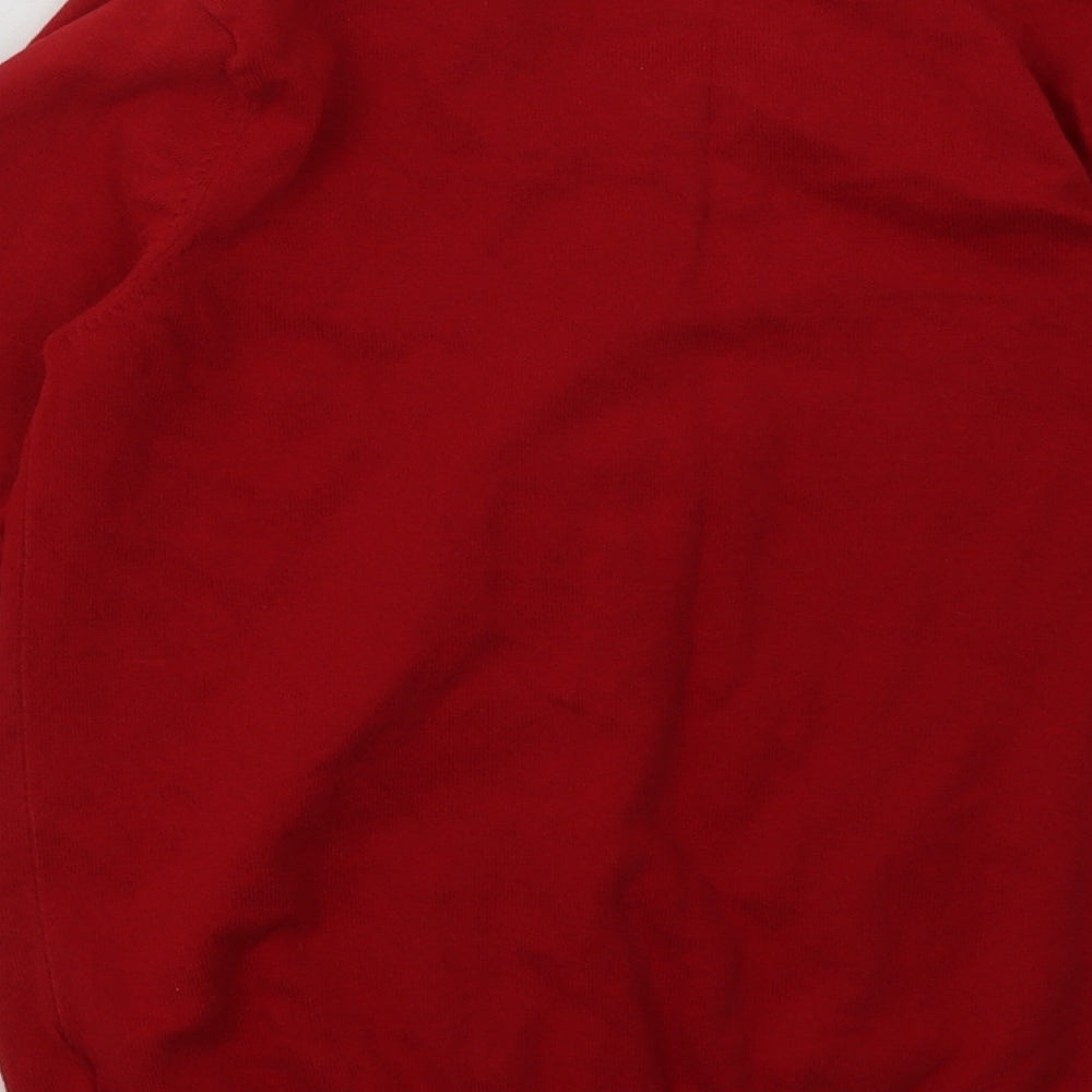 F&F Girls Red V-Neck Cotton Cardigan Jumper Size 10-11 Years Button - School Wear