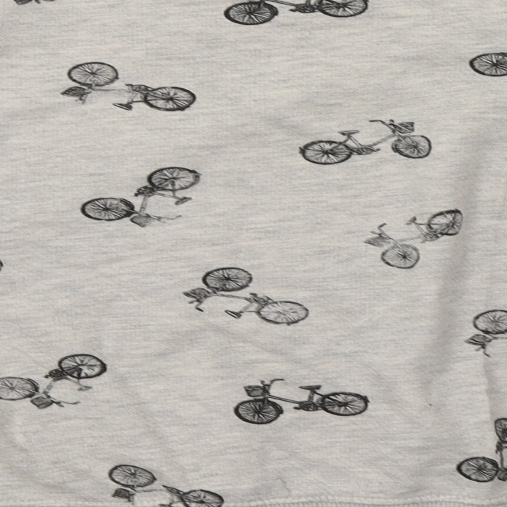 Primark Womens Beige Geometric Cotton Pullover Sweatshirt Size 14 Pullover - bike print