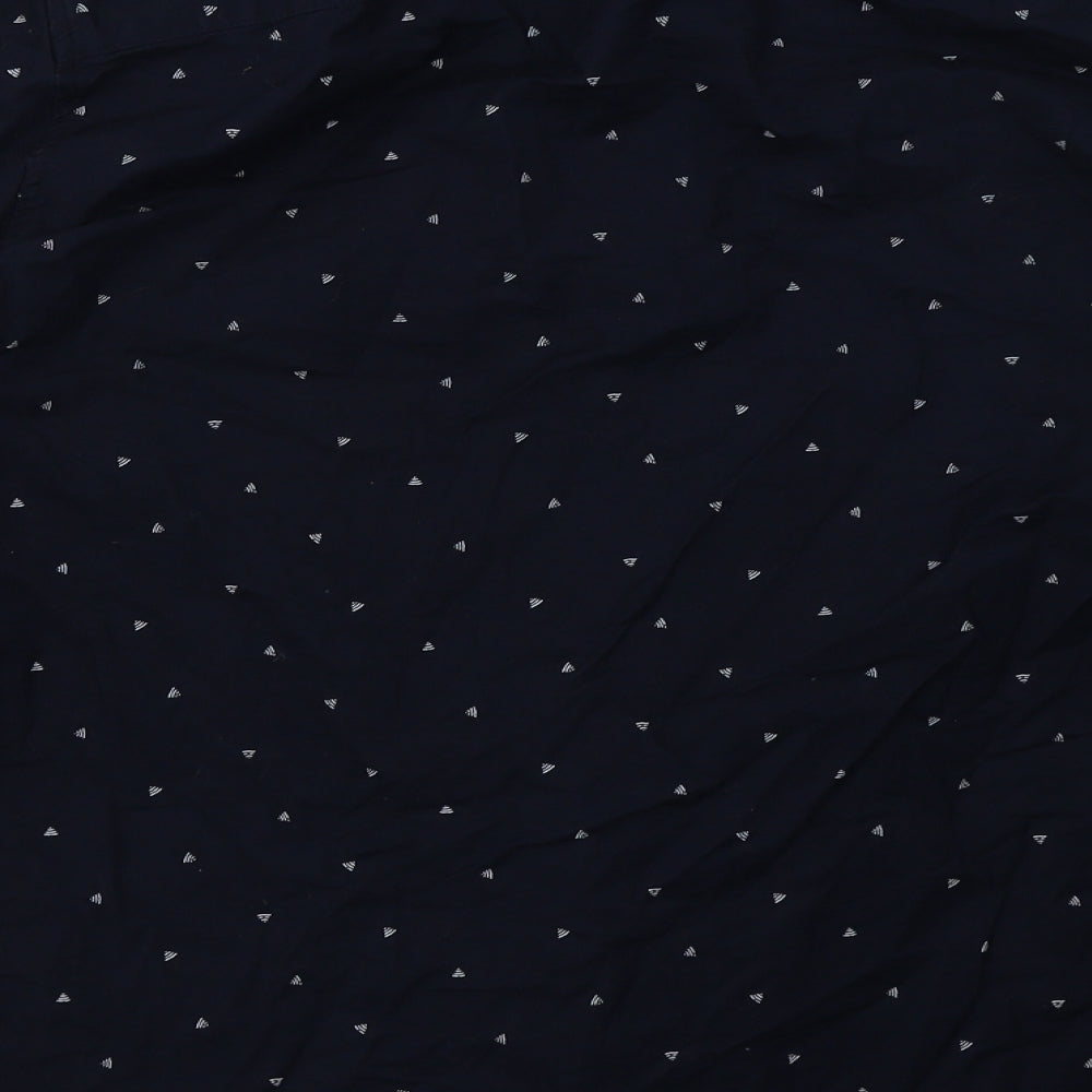 NEXT Mens Blue Geometric Cotton Button-Up Size L Collared Button