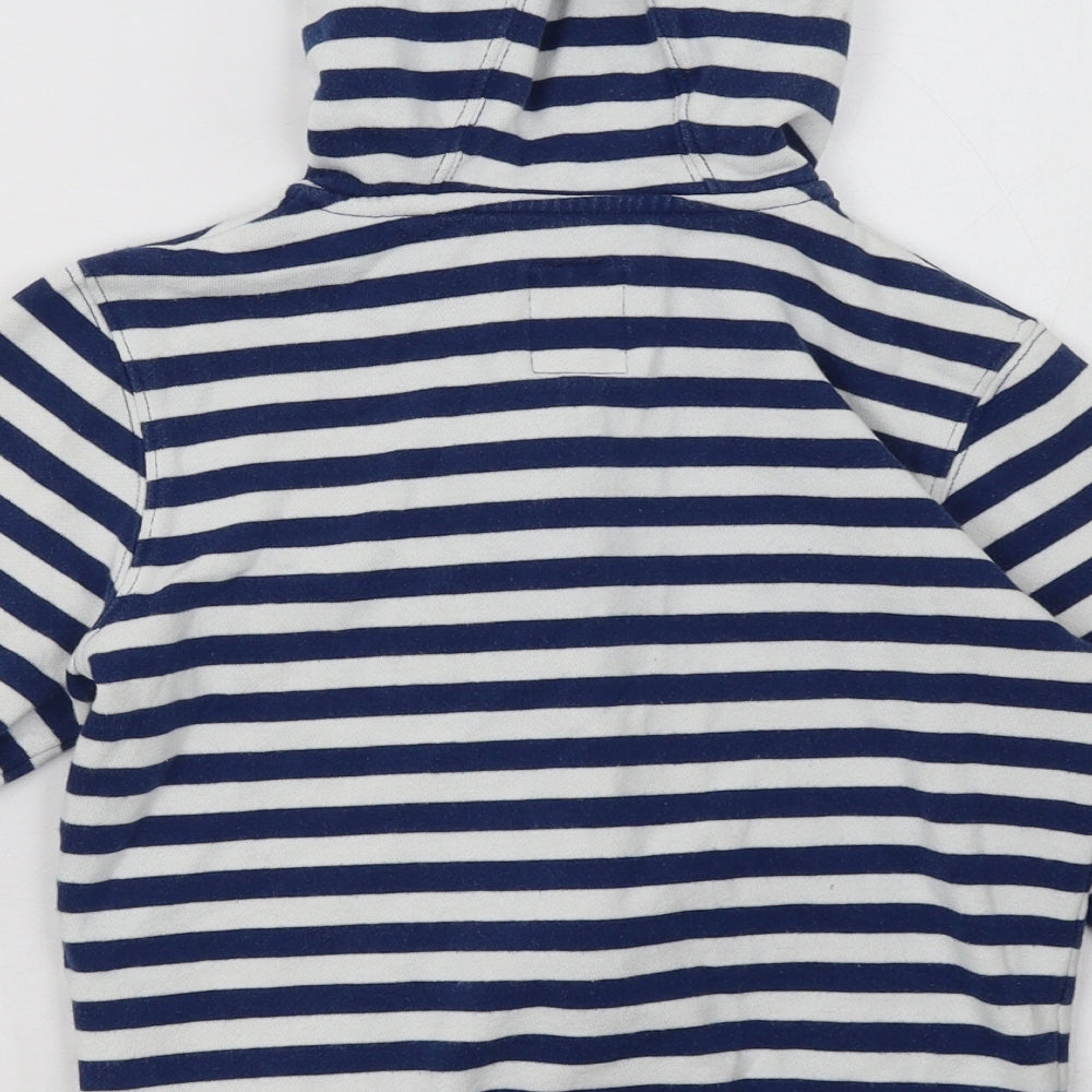 Franklin & Marshall Girls Blue Striped Cotton Full Zip Hoodie Size 8-9 Years Zip