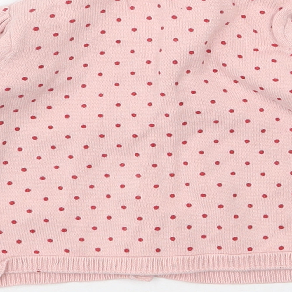 Cocoon Girls Pink Polka Dot Cotton Cardigan Jumper Size 0-3 Months Button