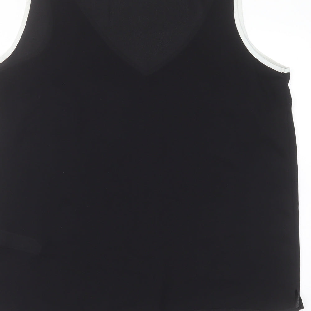 Marks and Spencer Womens Black Polyester Basic Blouse Size 14 V-Neck