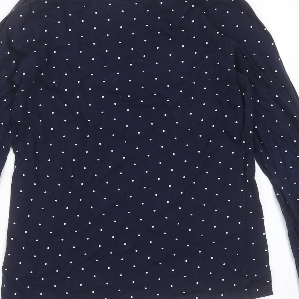 Primark Girls Blue Polka Dot Cotton Basic T-Shirt Size 11-12 Years Round Neck - hi bye