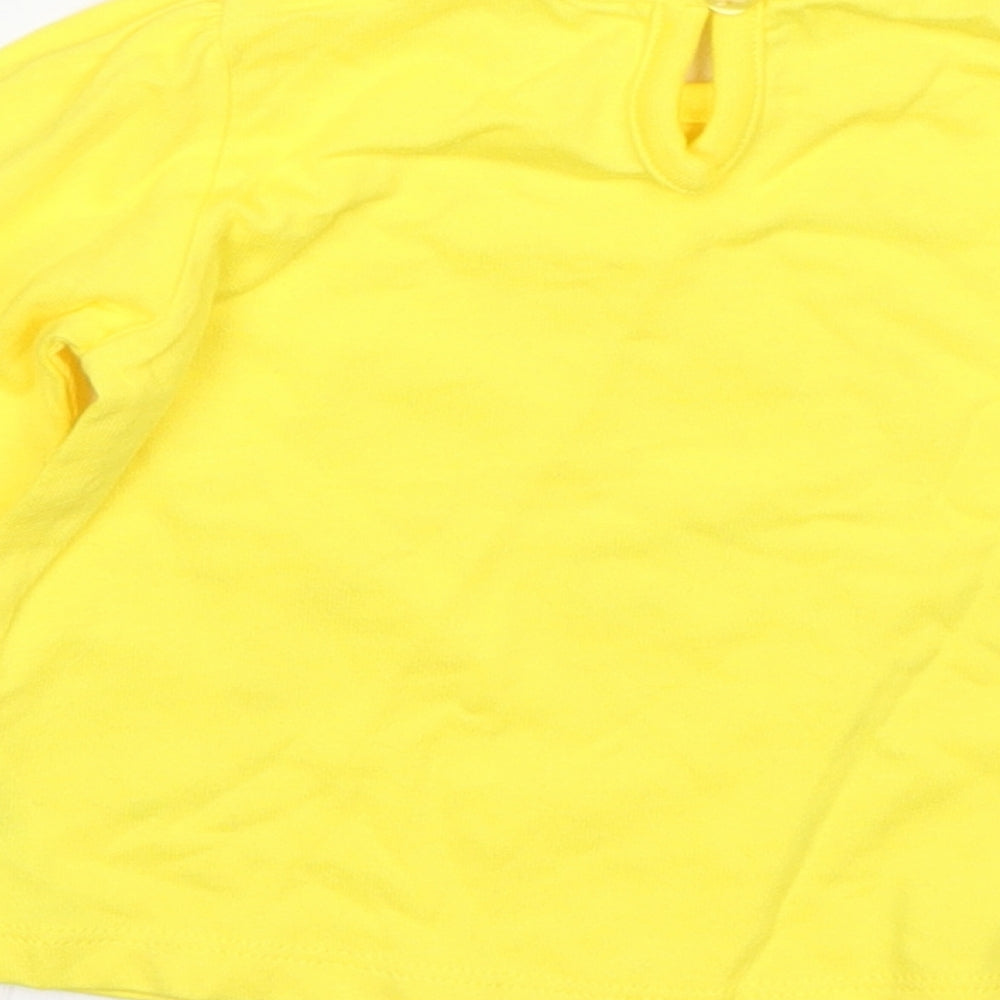 George Girls Yellow Cotton Basic T-Shirt Size 3-6 Months Round Neck