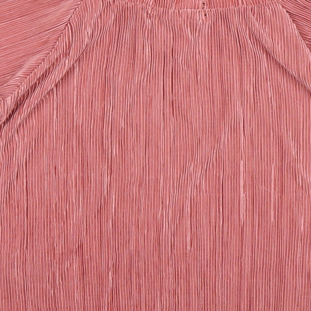 F&F Womens Pink Polyester Basic Blouse Size S Boat Neck