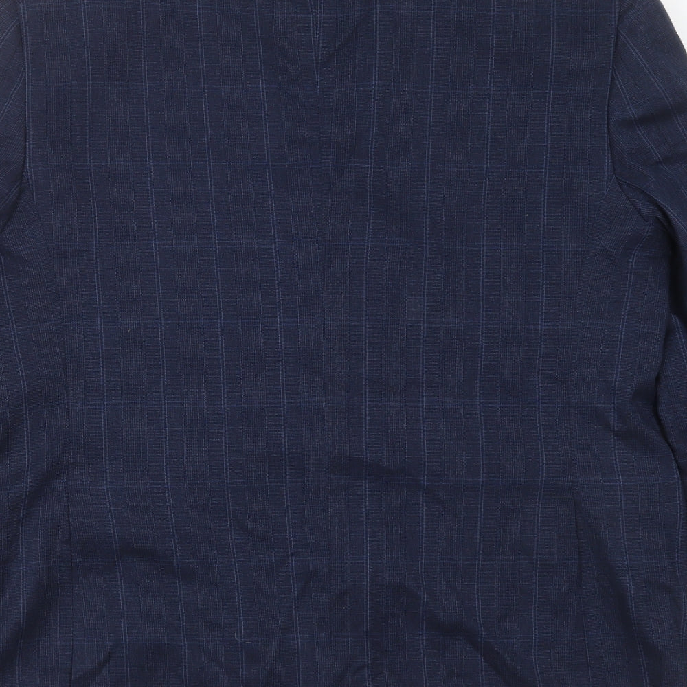 Primark Mens Blue Check Polyester Jacket Suit Jacket Size 40
