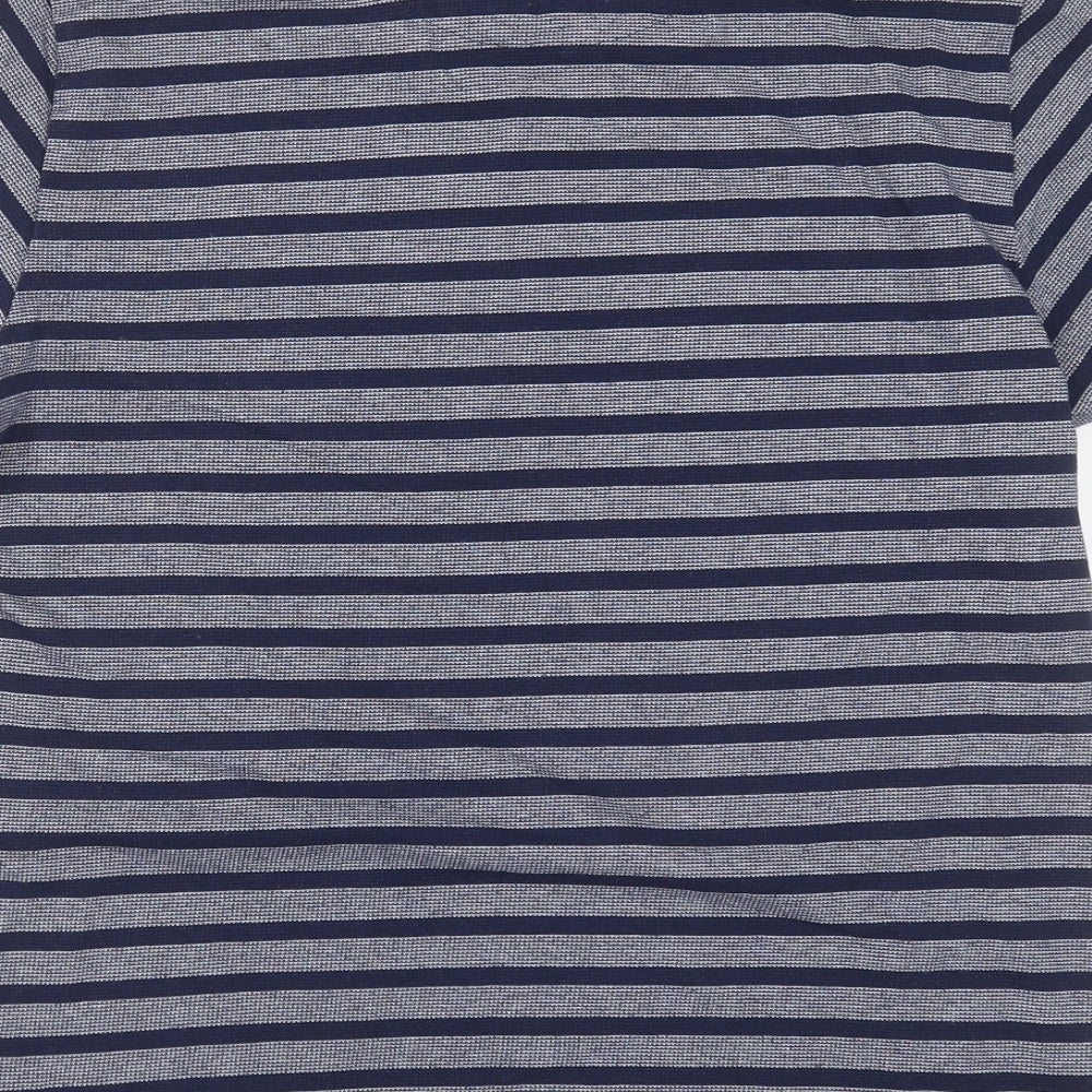 ACW 85 Mens Blue Striped Cotton Polo Size L Collared