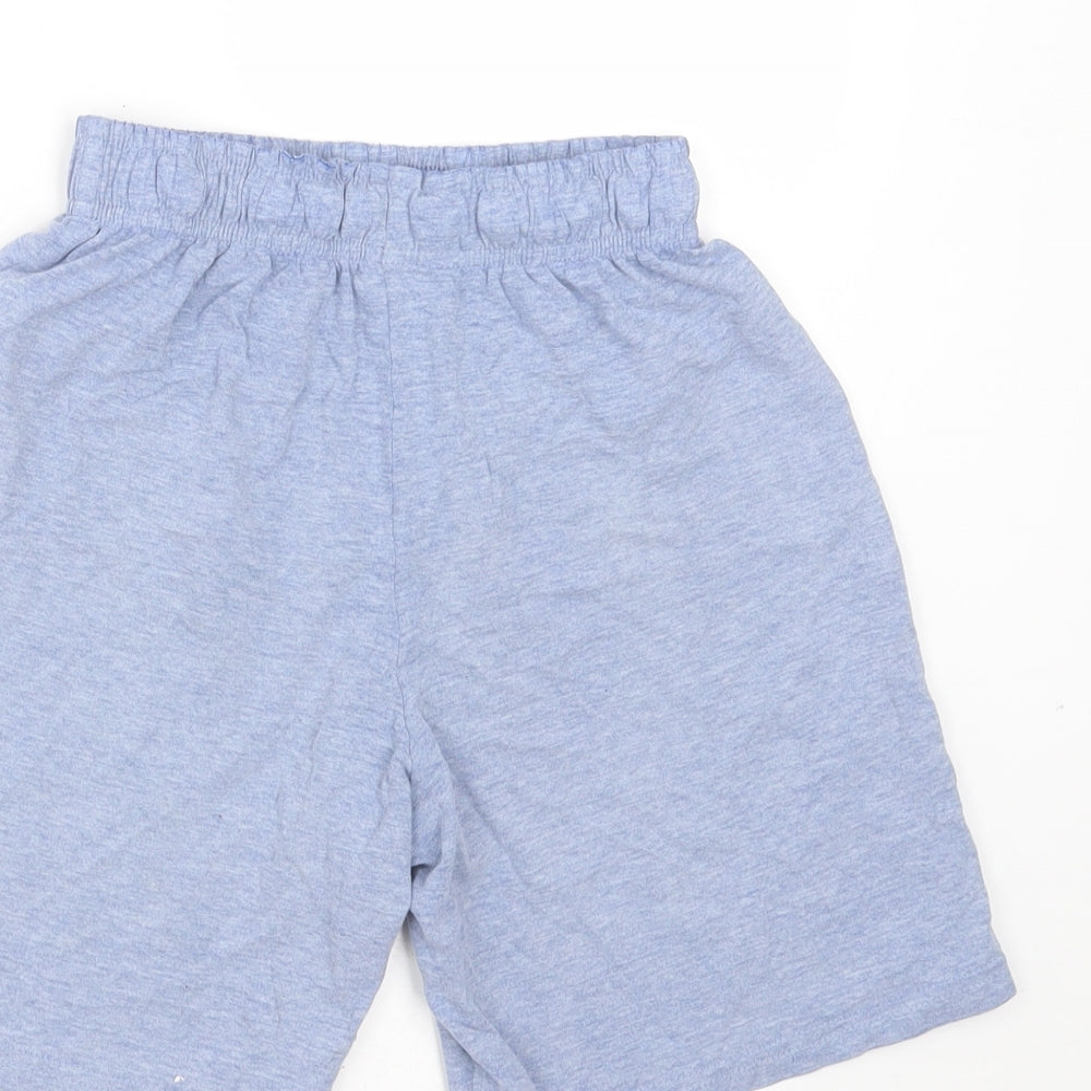 Marks and Spencer Girls Blue Solid Cotton Sleep Shorts Size 8-9 Years