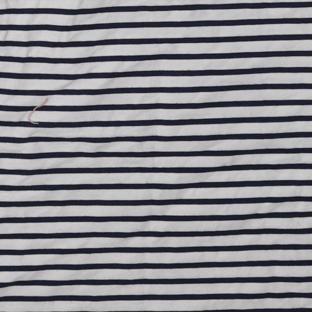George Girls Blue Striped Cotton Basic T-Shirt Size 5-6 Years Crew Neck Pullover - hello