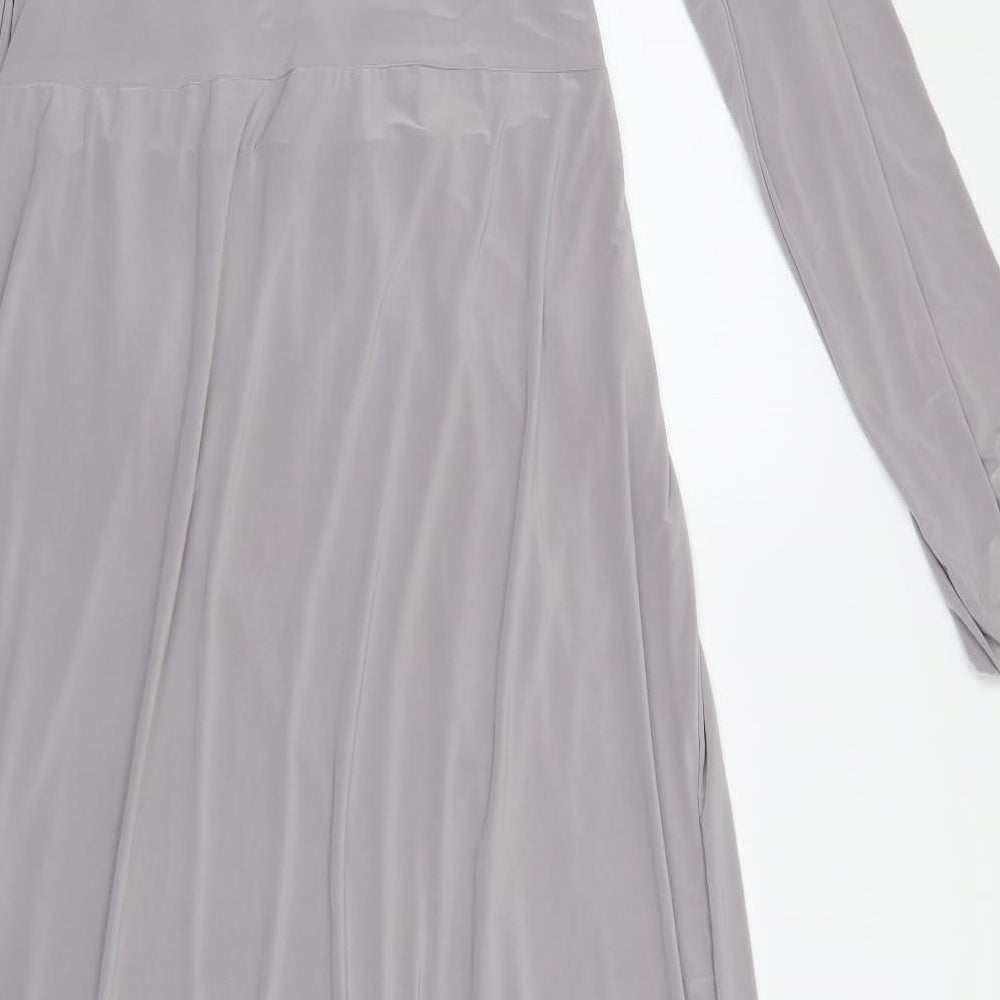 Boohoo Womens Grey Polyester Wrap Dress Size 22 V-Neck