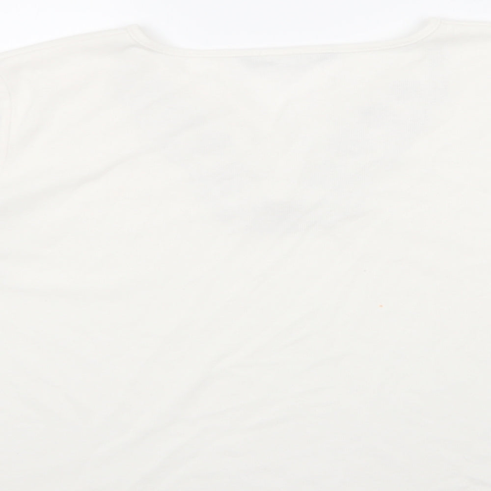 BM Womens White Polyester Basic Blouse Size XL V-Neck
