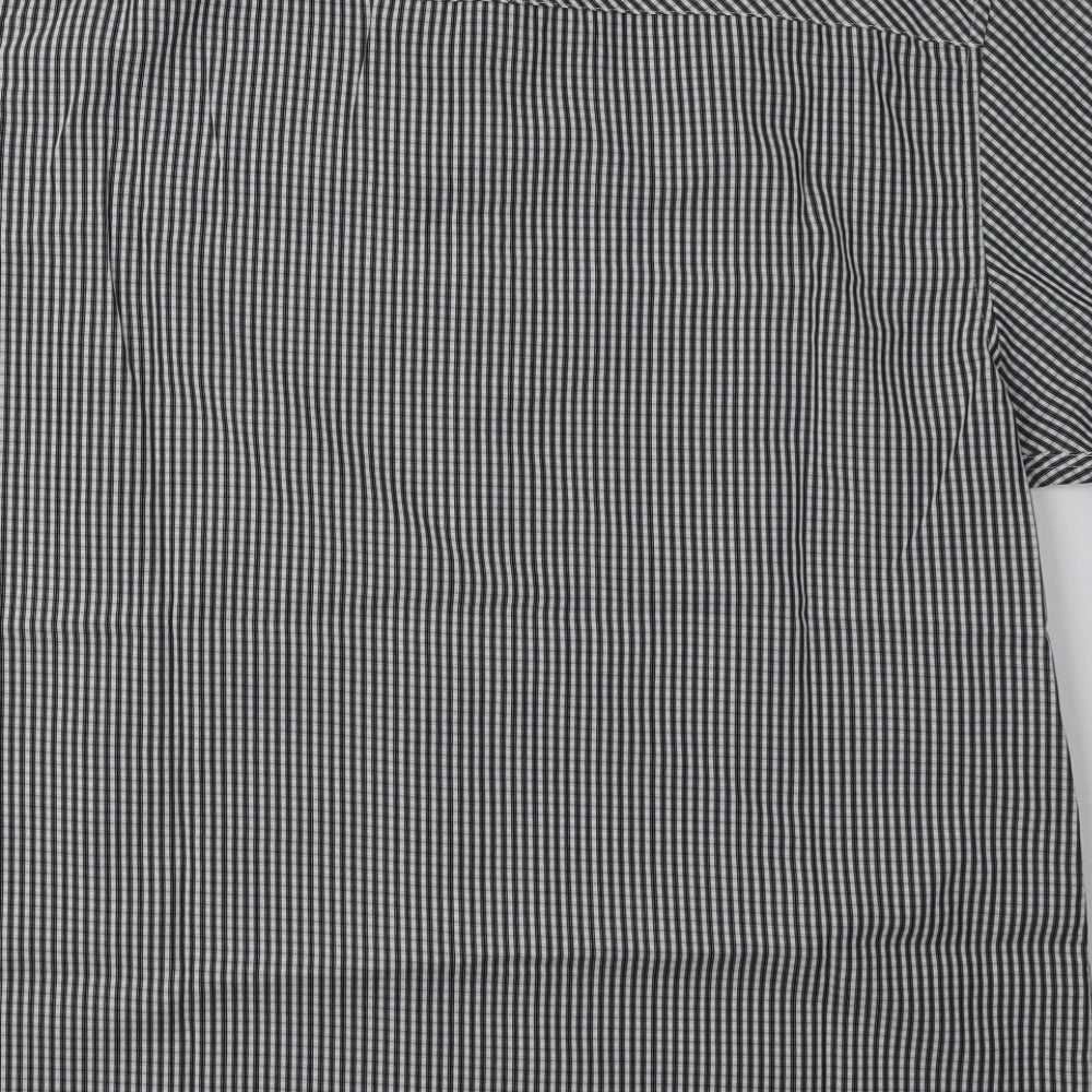 Debenhams Mens Black Check Polyester Button-Up Size L Collared Button - soft touch