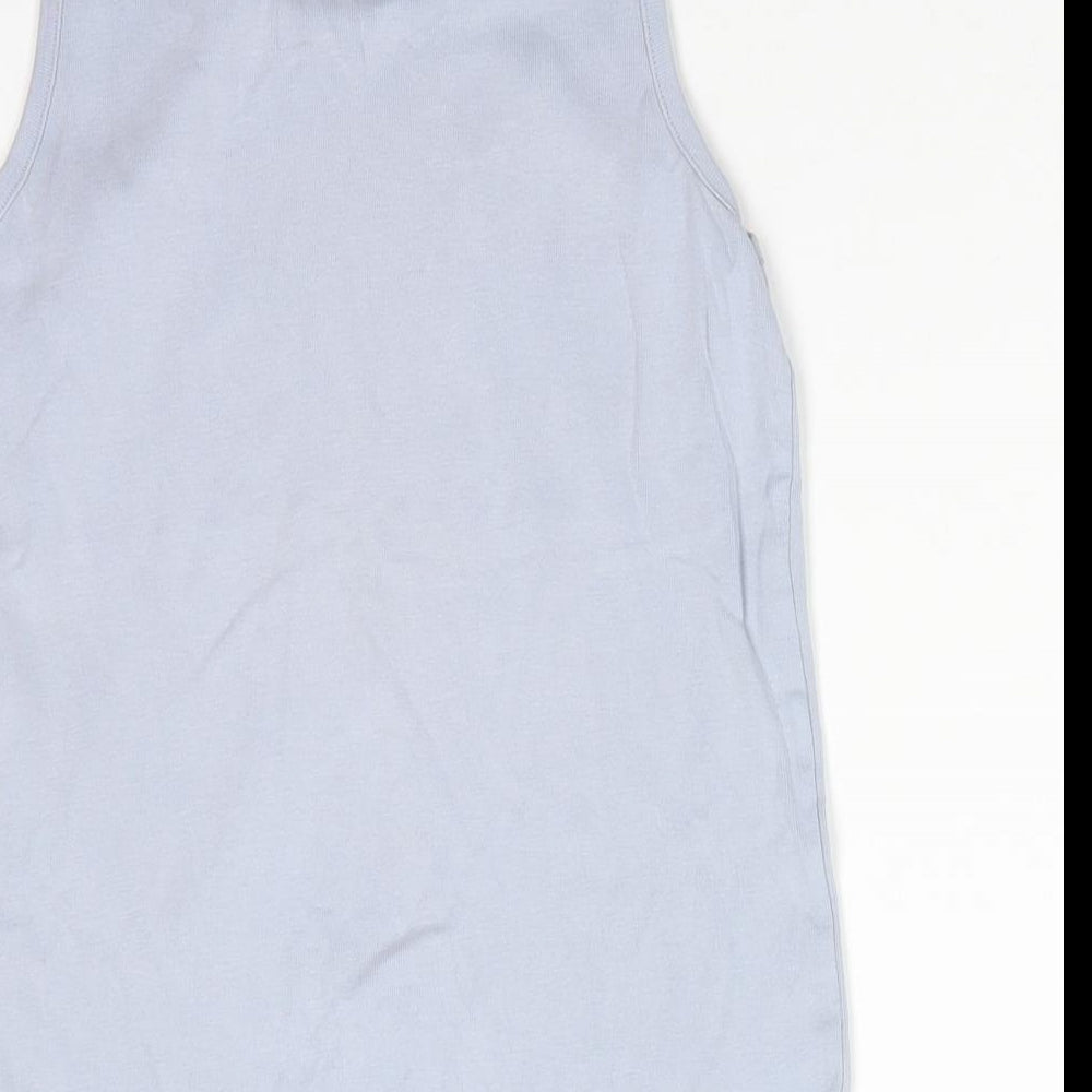 M&S Boys Blue 100% Cotton Basic Tank Size 9-10 Years Round Neck