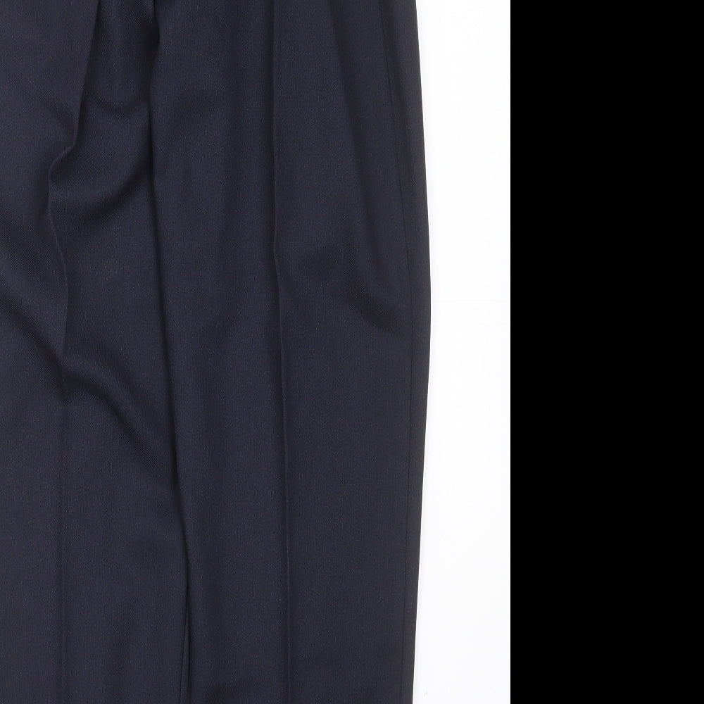 Preworn Womens Blue Herringbone Polyester Trousers Size S L26 in Regular