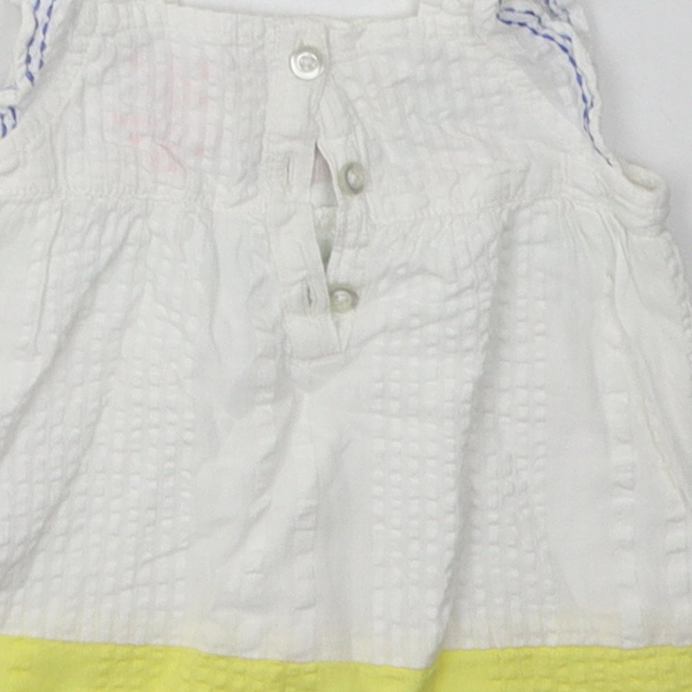 F&F Girls White Floral Cotton A-Line Size 3-6 Months Square Neck Button