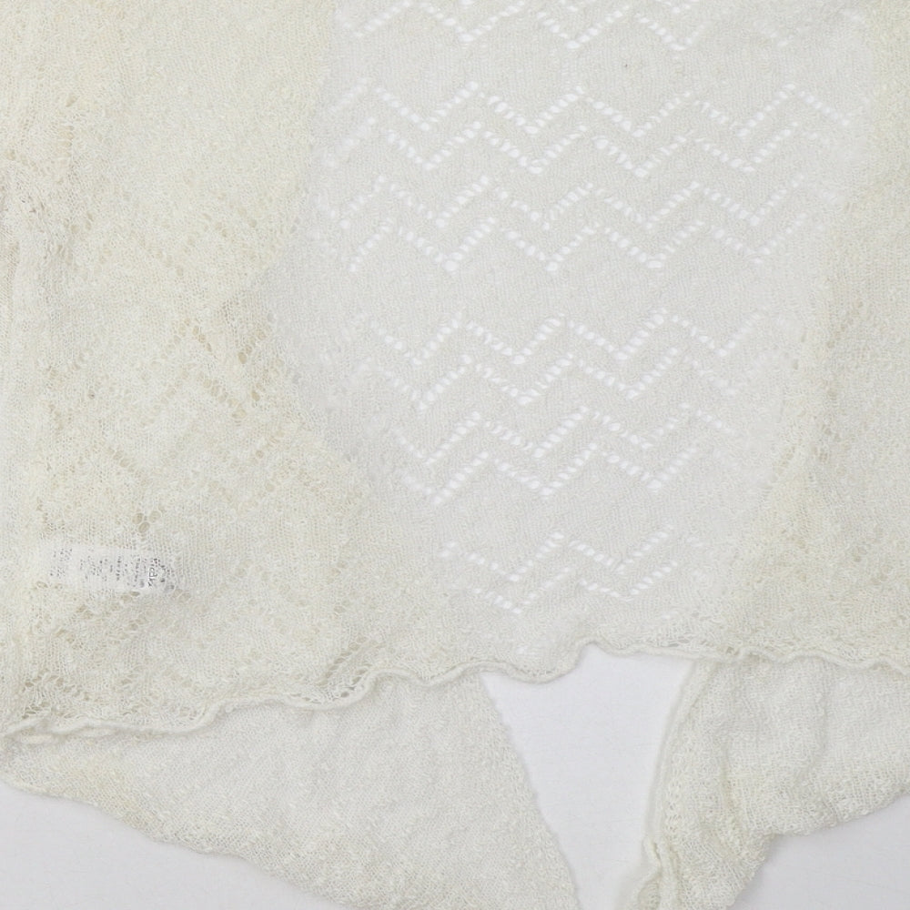 M&Co Womens White V-Neck Acrylic Cardigan Jumper Size 12