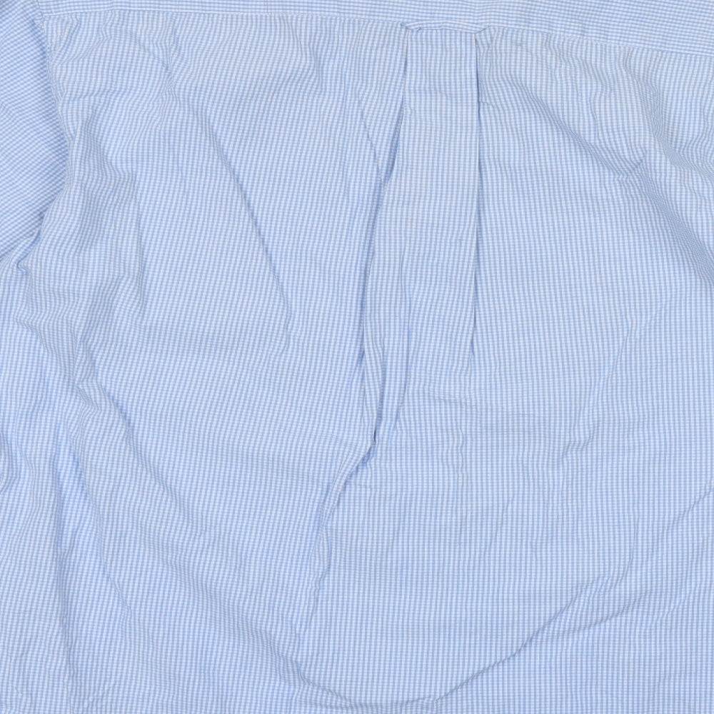 Lee Cooper Mens Blue Check Cotton Button-Up Size L Collared Button