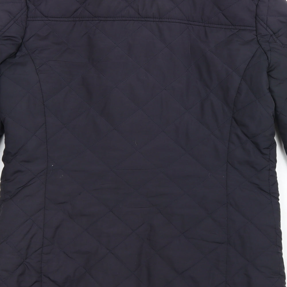Dorothy Perkins Womens Blue Argyle/Diamond Pea Coat Jacket Size 8 Zip
