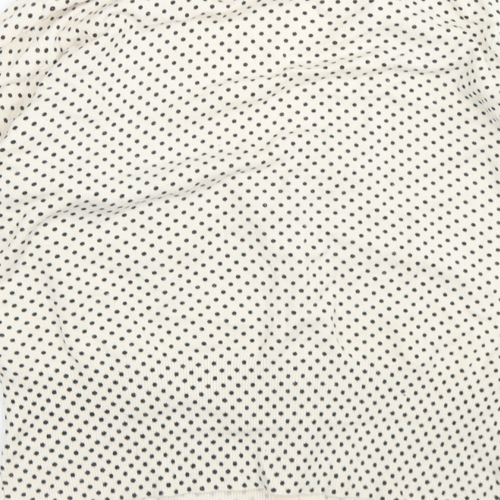 Marks & Spencer Womens Beige Scoop Neck Polka Dot Viscose Cardigan Jumper Size 14