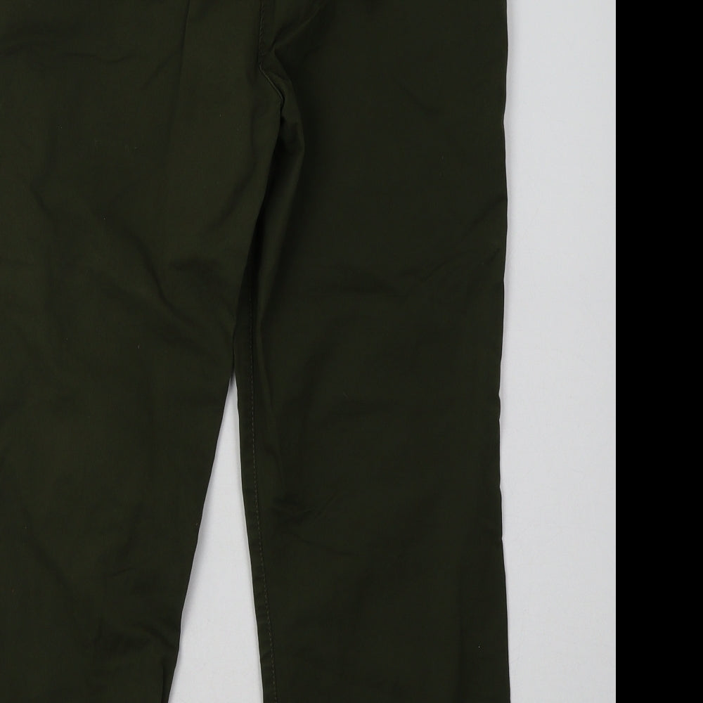 NEXT Womens Green Cotton Trousers Size 12 L28 in Regular Button