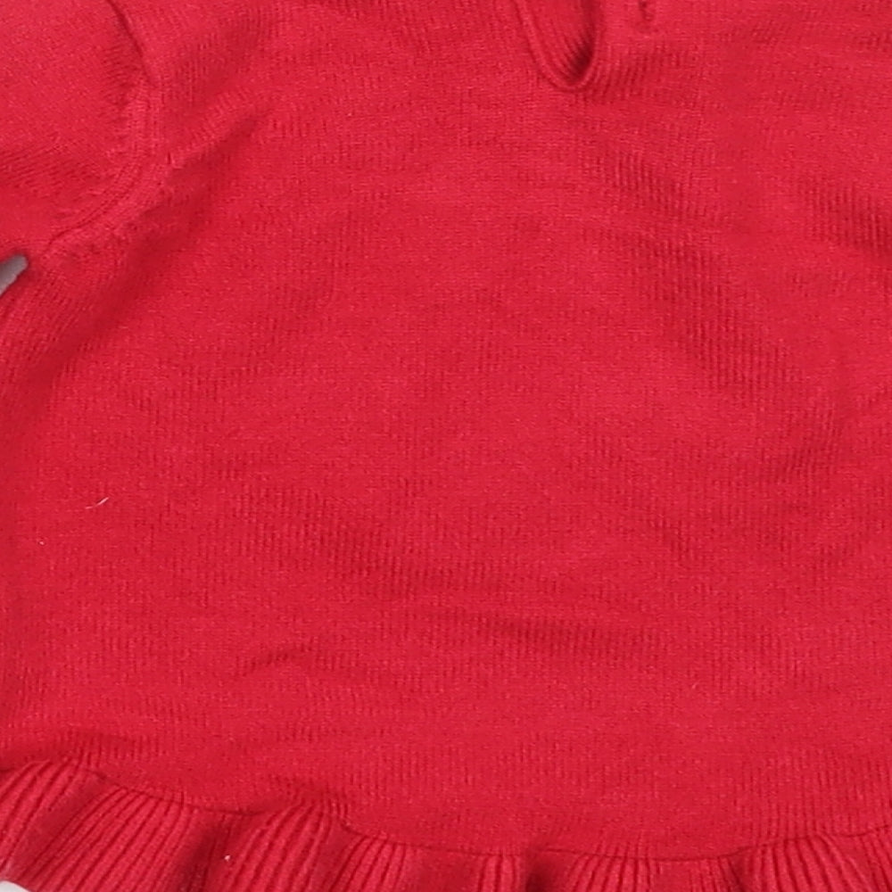 F&F Girls Red Viscose Pullover Jumper Size 6-9 Months - minnie mouse