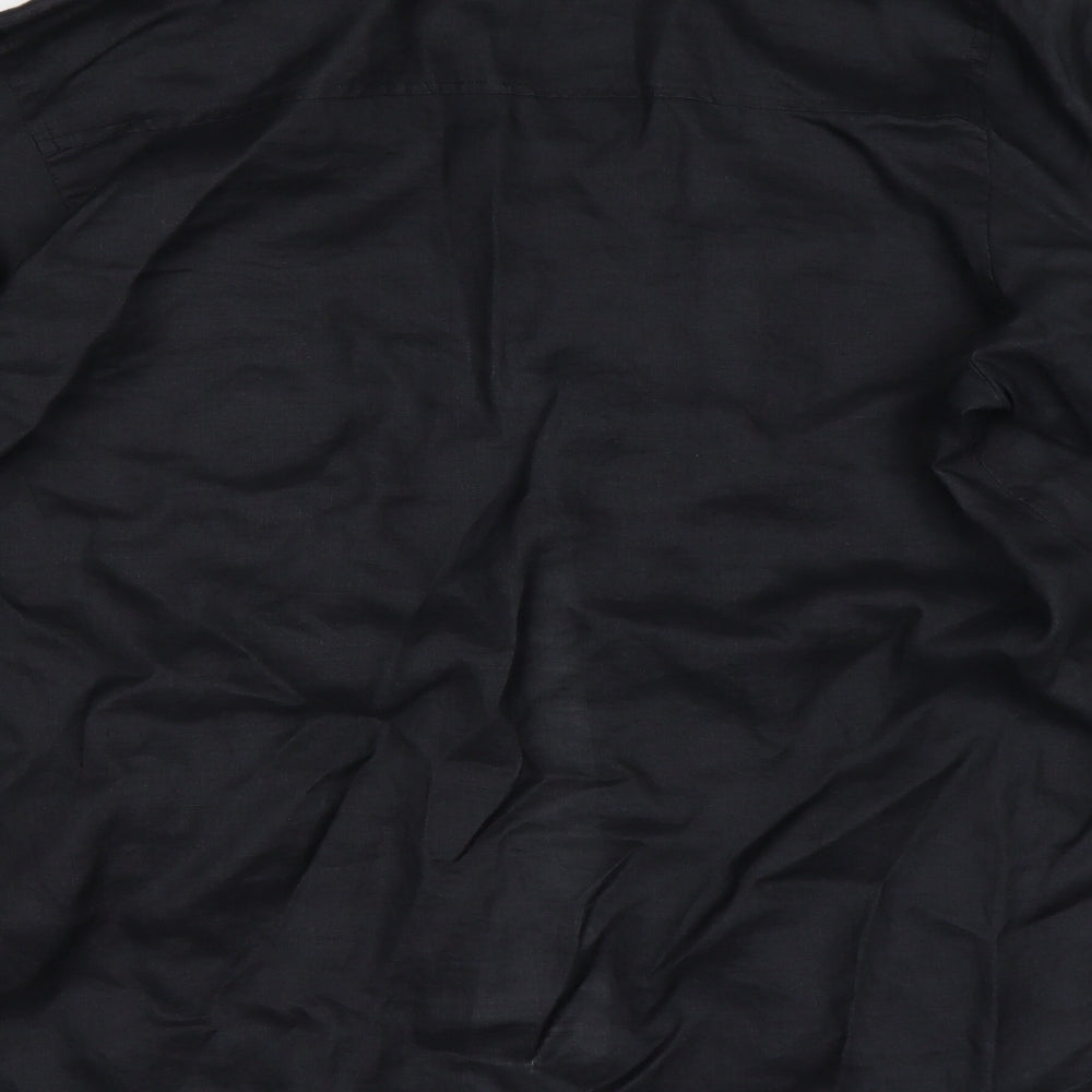 Atmosphere Womens Black Ramie Basic Button-Up Size 14 Collared