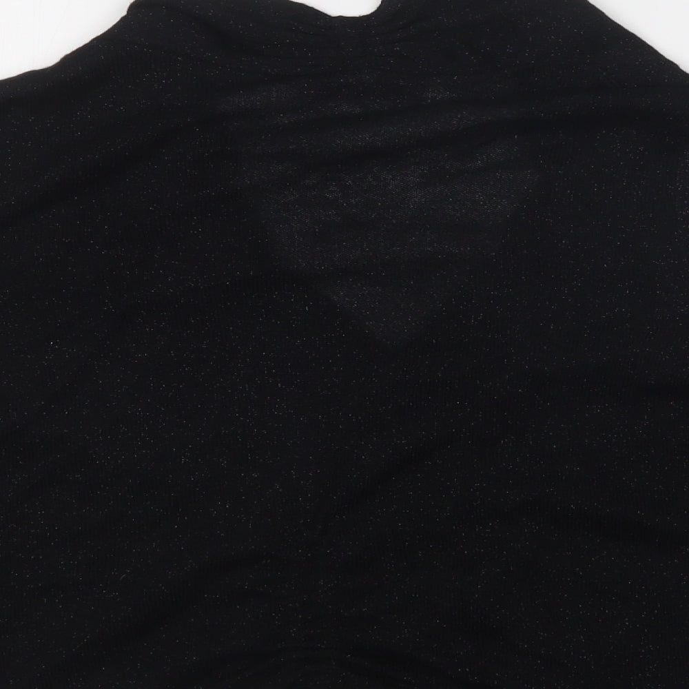 M&S Womens Black V-Neck Viscose Cardigan Jumper Size 10