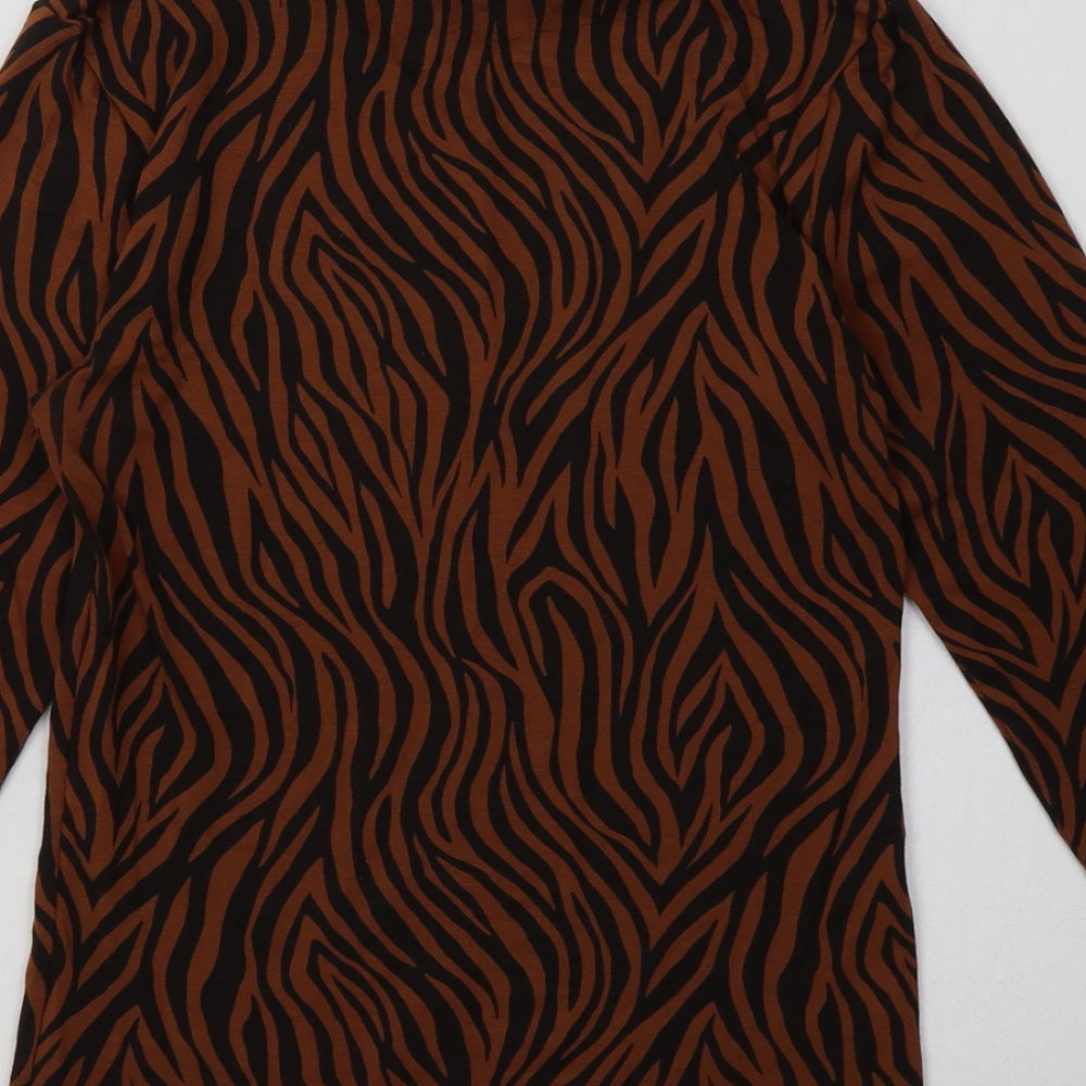Marks and Spencer Womens Brown Animal Print Viscose Pullover Sweatshirt Size 12 Pullover