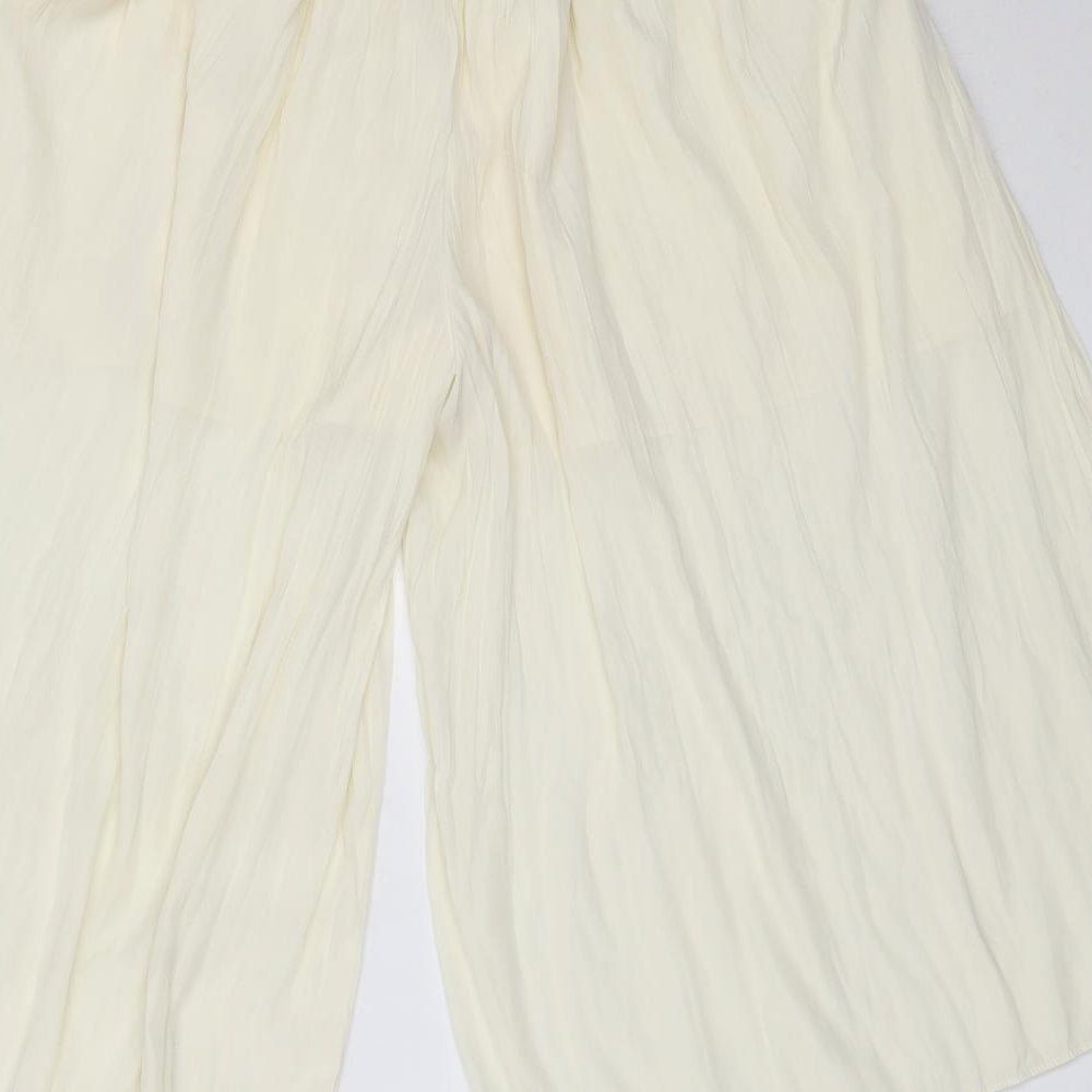 Uniqlo Girls Ivory Polyester Cropped Trousers Size 13 Years Regular