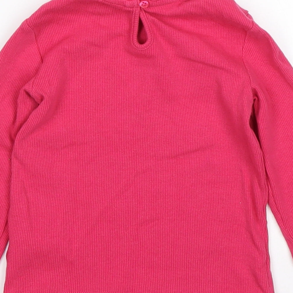 F&F Girls Pink Collared Cotton Pullover Jumper Size 3-4 Years