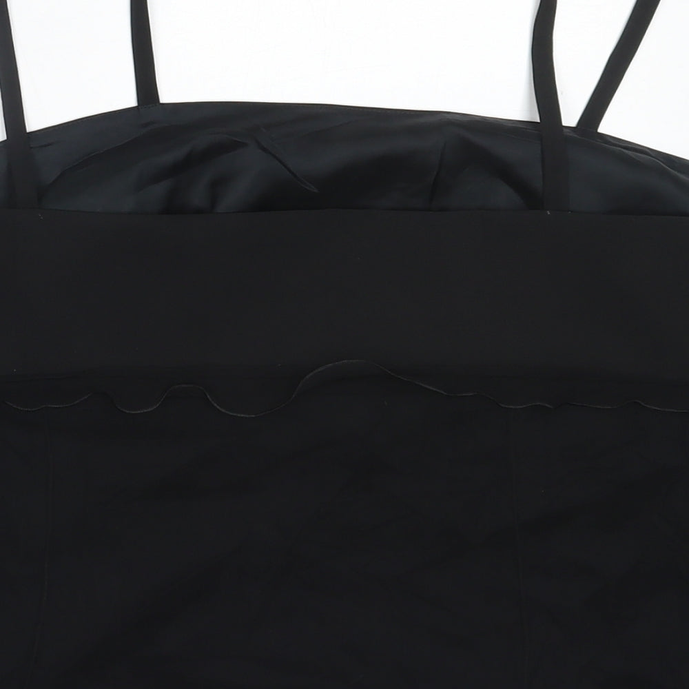 Preworn Womens Black Polyester Camisole Blouse Size 16 Square Neck