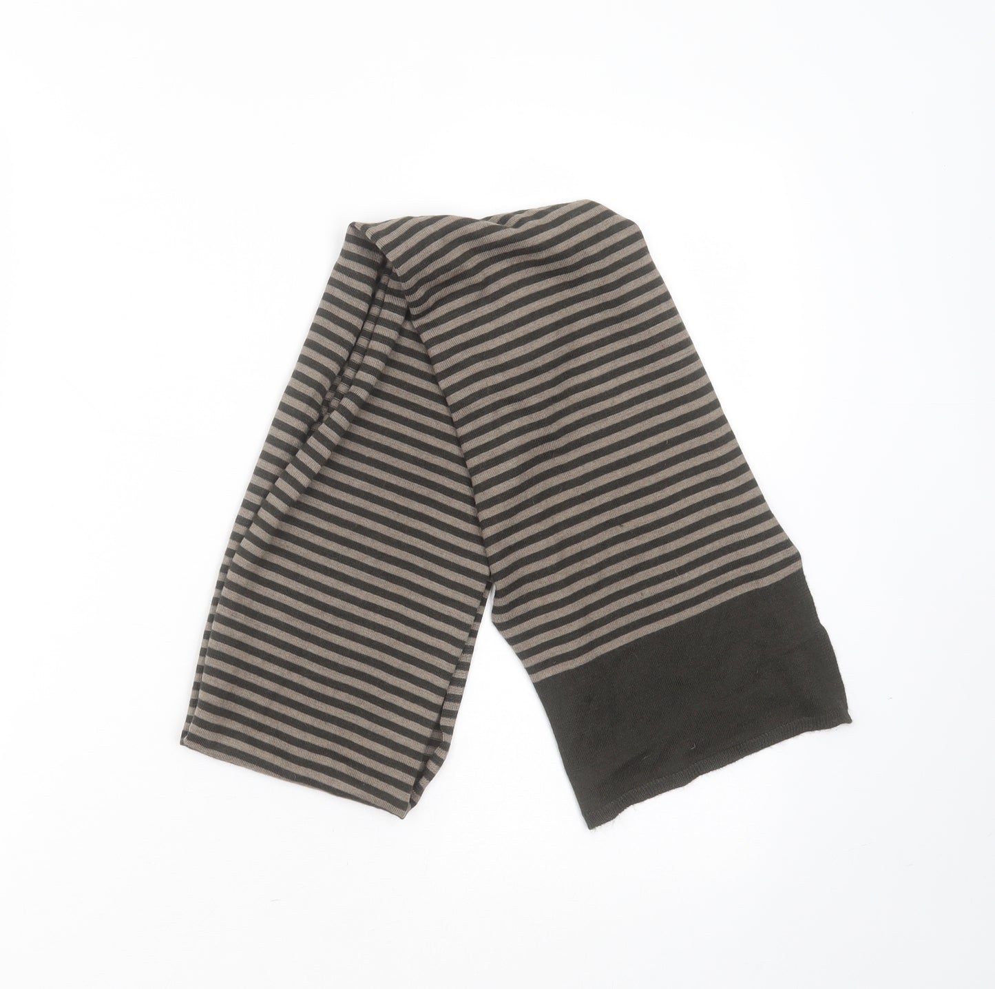 Preworn Mens Green Striped Polyester Scarf One Size