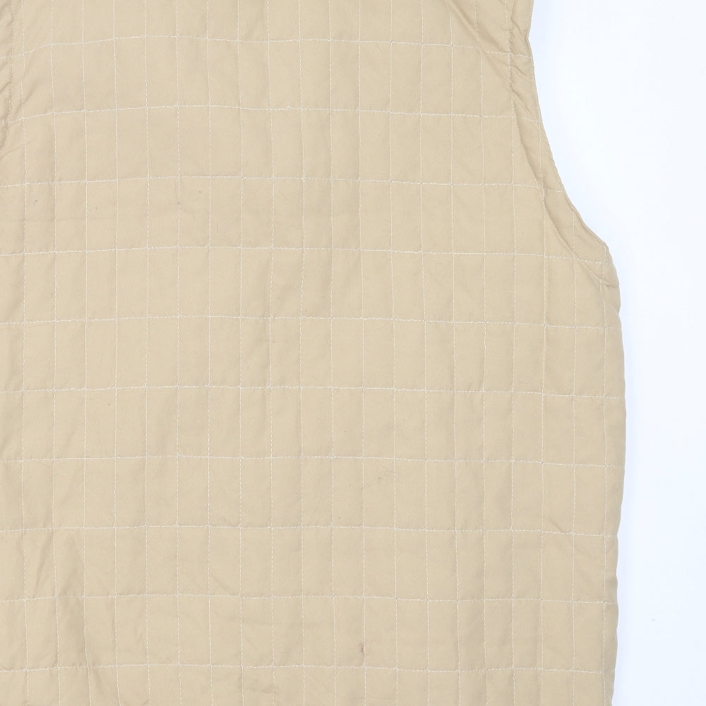 Damart Mens Beige Check Gilet Jacket Size L Button - bodywarmer