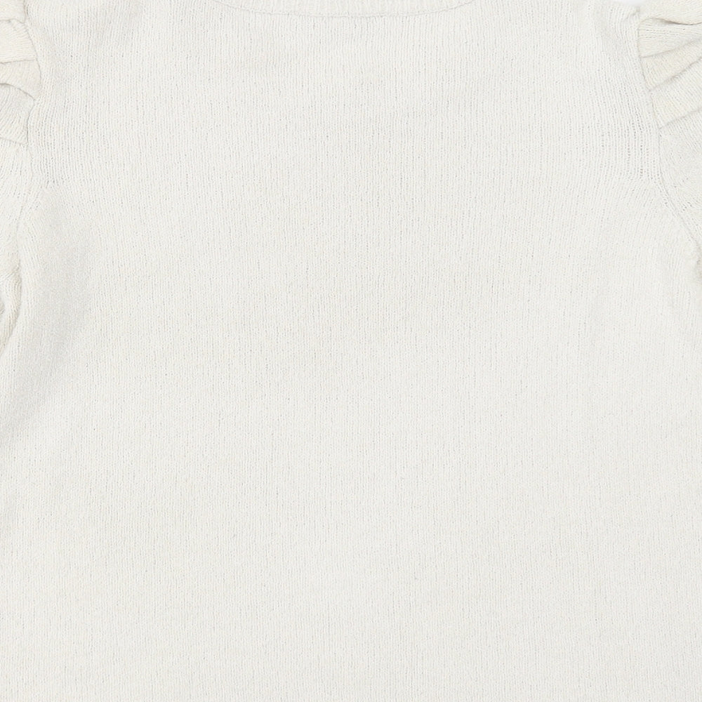 NEXT Womens Ivory Round Neck Cotton Pullover Jumper Size 10