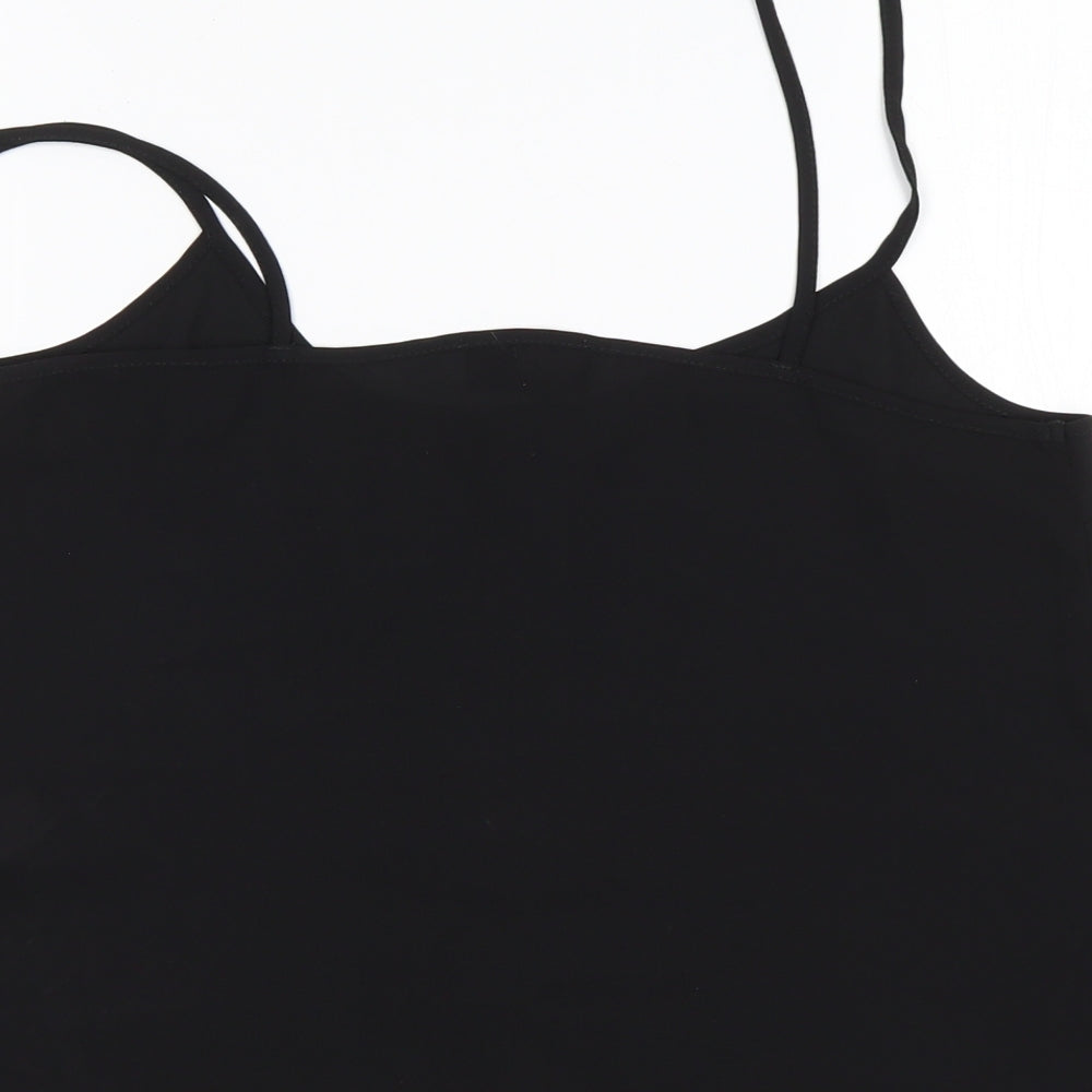 Topshop Womens Black Polyester Basic Tank Size 10 Round Neck