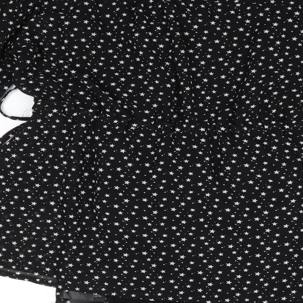 Mamalicious Womens Black Polka Dot Cotton Basic Blouse Size L V-Neck