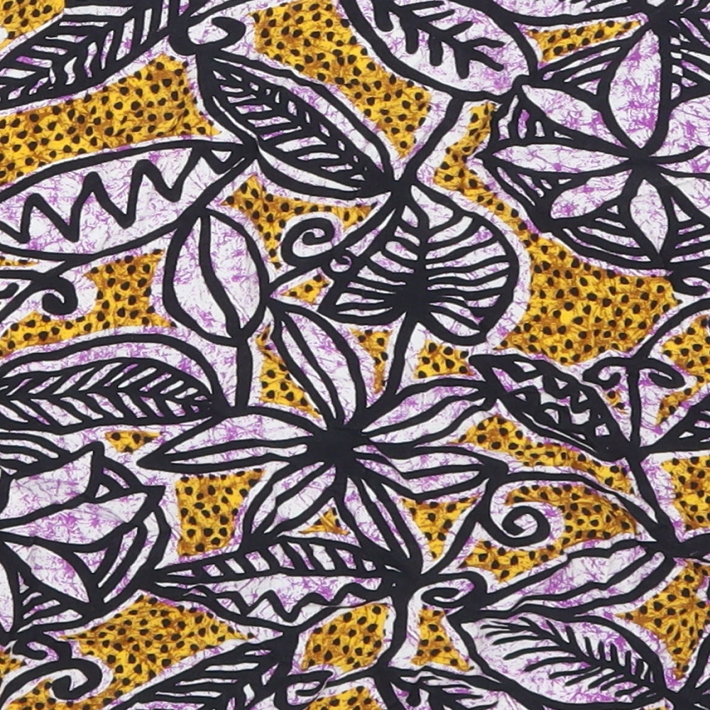 Zara Womens Multicoloured Geometric Viscose Mini Skirt Size S Zip - Leaf Flower Print