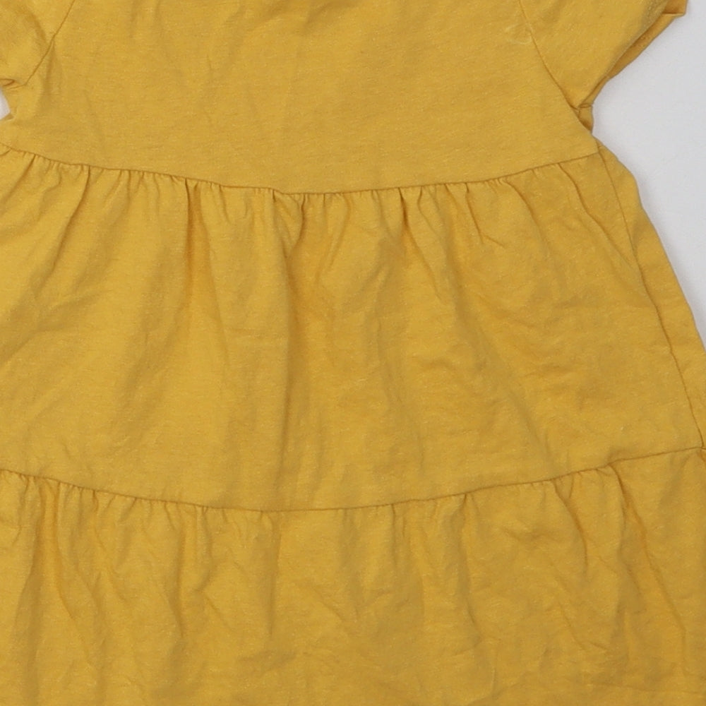 Primark Girls Yellow Cotton A-Line Size 18-24 Months Crew Neck Pullover