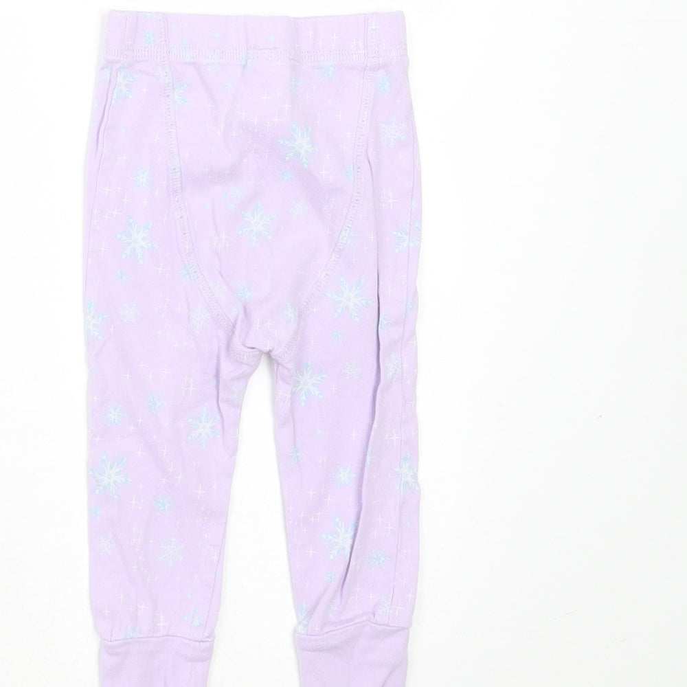 NEXT Baby Purple Geometric Cotton Trousers Size 9-12 Months - snowflakes