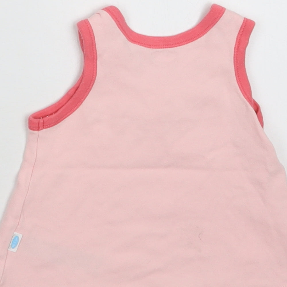 M&S Baby Pink Cotton A-Line Size 0-3 Months Crew Neck - Teddy Bear