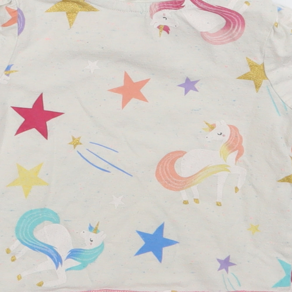 TU Baby Ivory Geometric Cotton Basic T-Shirt Size 18-24 Months Crew Neck - Star Print