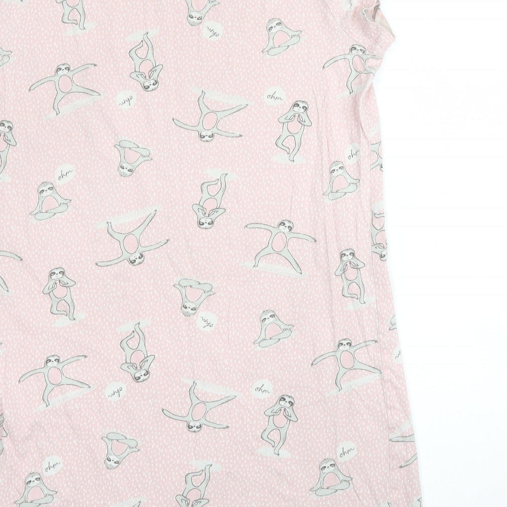 George Womens Pink Solid Cotton Chemise Gown Size 12